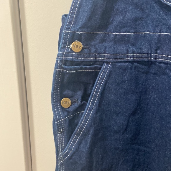 KEY denim overalls bibs outdoor hardworking farm hand Waist 42  x Length 29 - Picture 6 of 12